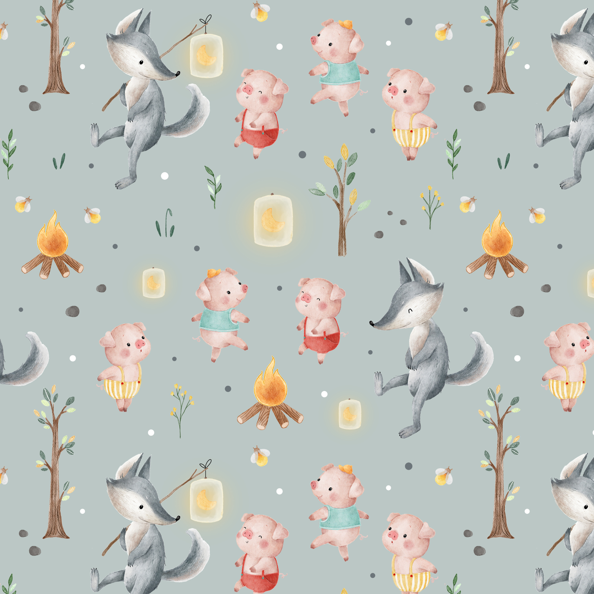 Jersey (Bio) Wolf und Schweinchen - Eigenproduktion - 10m Ballen