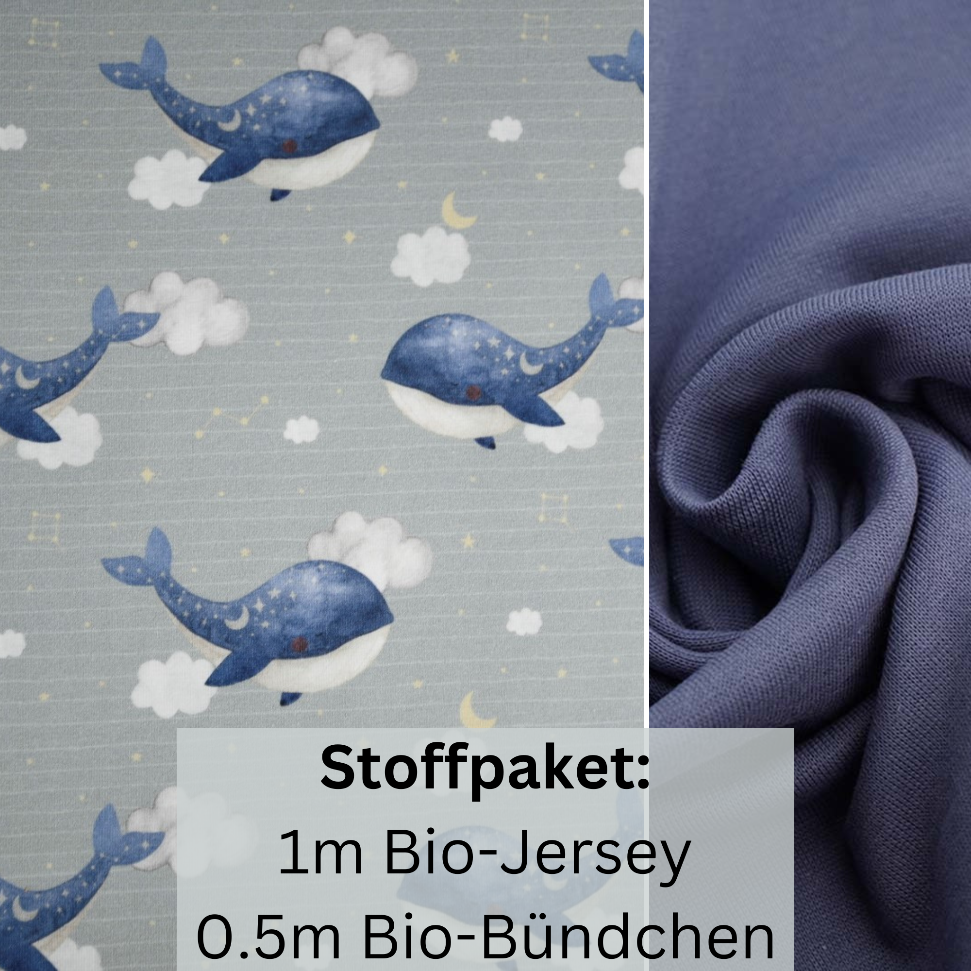 Stoffpaket Sternenwal (China blue) - Jersey & Bündchen
